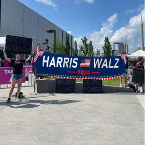 Kamala Harris Tim Walz 2024 Banner,Harris Tim Walz for President 2024 Flag Large Banner Outdoor Decorations Kamala Harris Waltz for the People Garden Banner Sign Yard Advertising Hanging Decor 98X18" Blue