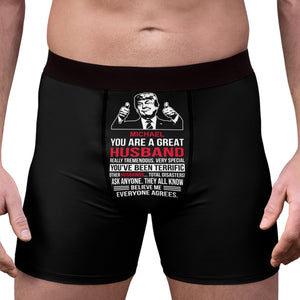 You are Great Husband Boyfriend | Custom Title and Name Trump Boxer Briefs | Personalized Gift Ideas for Husband, Boyfriend, Valentines Day 680629 - GOP