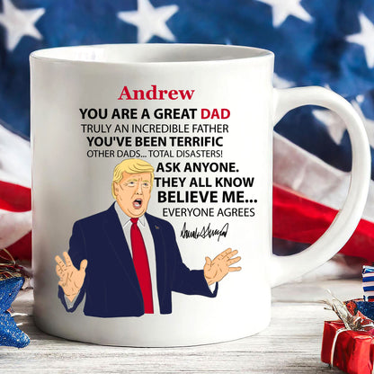 You're A Great Dad Custom Name Mug, Personalized Custom White Mug Accent Mug, Gift for Father's Day, Gift for Dad, Gift for Husband 680629 - GOP