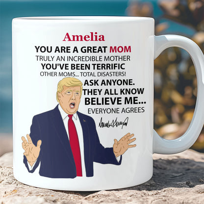 You're A Great Mom Custom Name Mug, Personalized Custom White Mug Accent Mug, Gift for Mother's Day, Gift for Mom, Gift for Wife 680629 - GOP