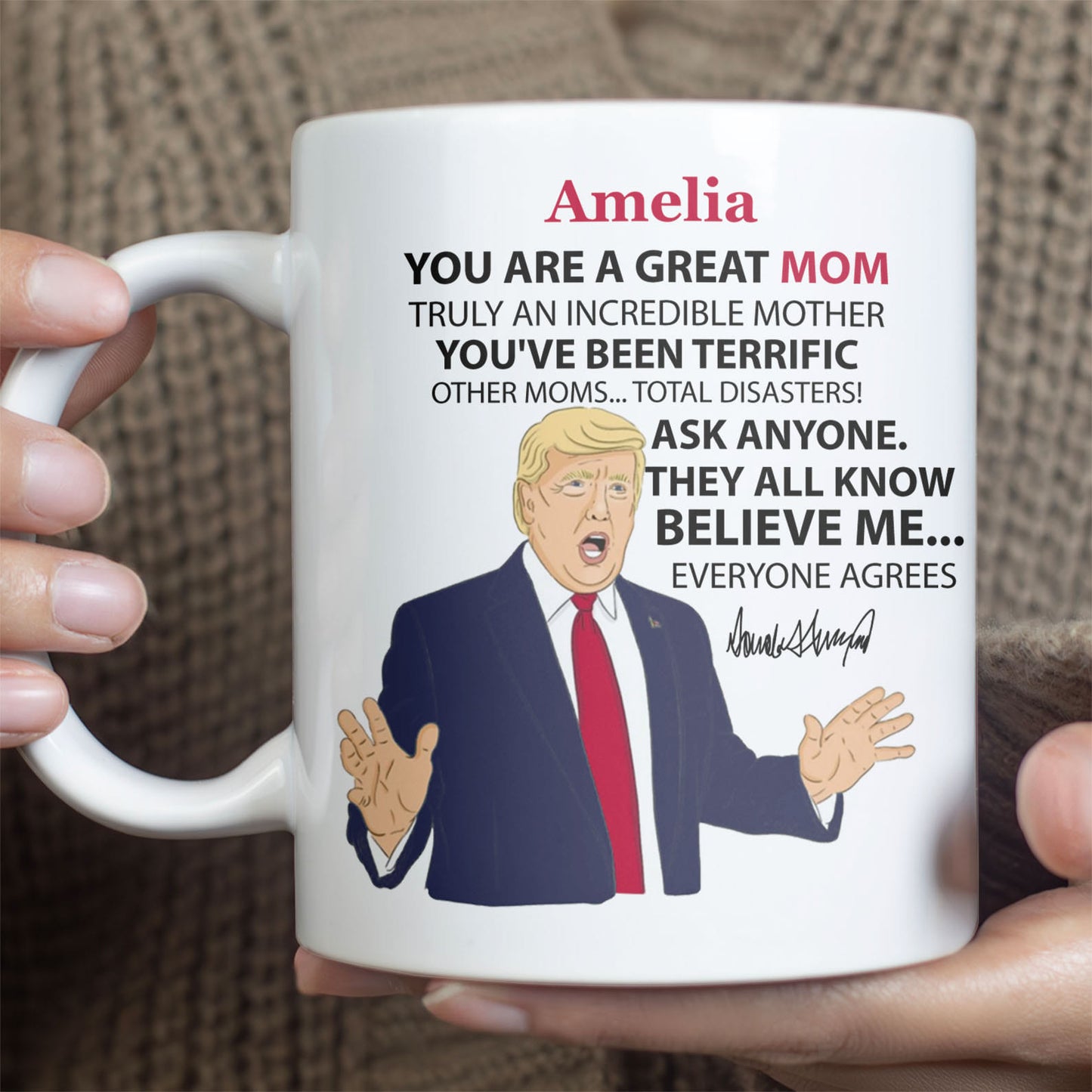 You're A Great Mom Custom Name Mug, Personalized Custom White Mug Accent Mug, Gift for Mother's Day, Gift for Mom, Gift for Wife 680629 - GOP