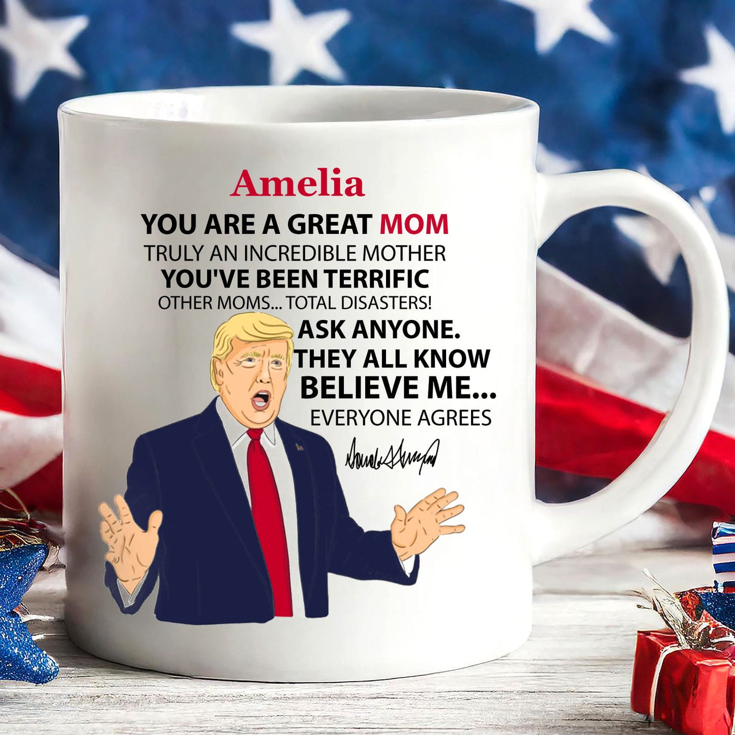 You're A Great Mom Custom Name Mug, Personalized Custom White Mug Accent Mug, Gift for Mother's Day, Gift for Mom, Gift for Wife 680629 - GOP
