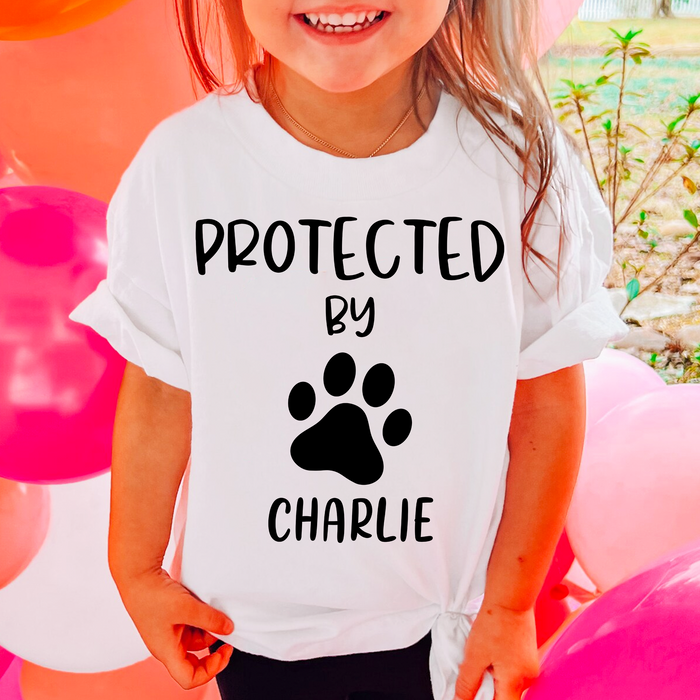 Protected By Dogs Paw Personalized Custom Dog Shirt For Kids T697