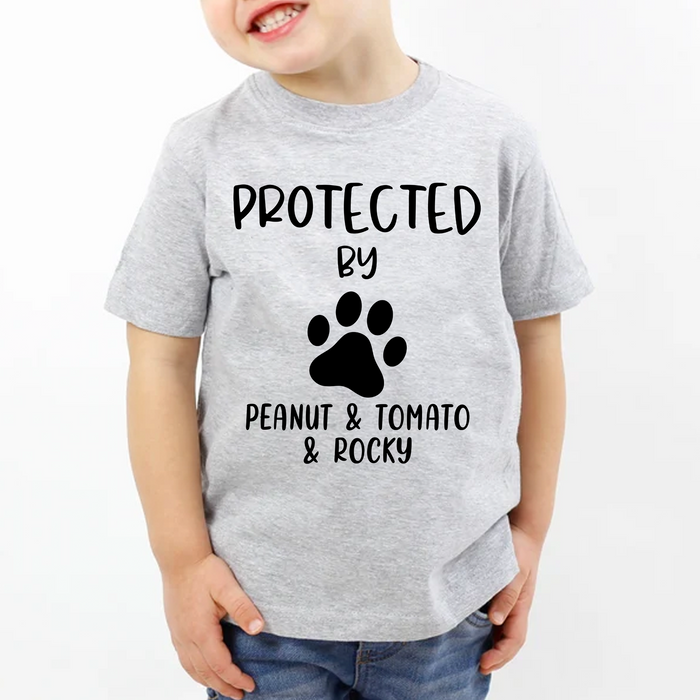 Protected By Dogs Paw Personalized Custom Dog Shirt For Kids T697