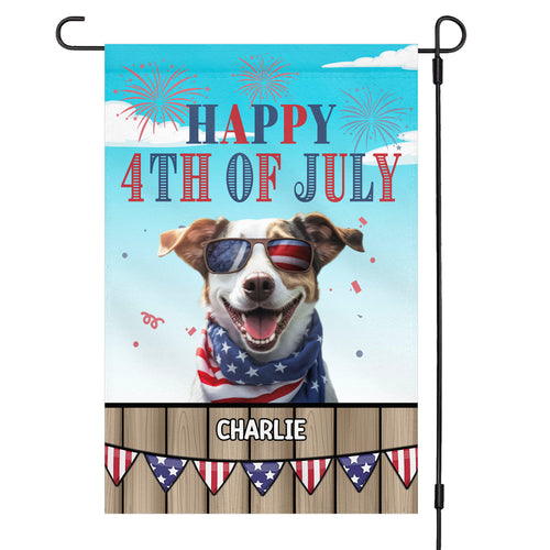 Happy 4th Of July Personalized Custom Photo Dog Cat Garden Flag T735