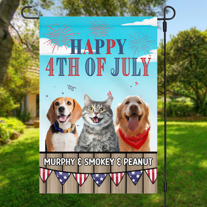 Happy 4th Of July Personalized Custom Photo Dog Cat Garden Flag T735