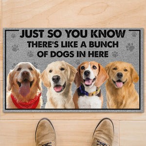 There's Like A Bunch Of Dogs In Here Personalized Custom Photo Dog Cat Doormat T761