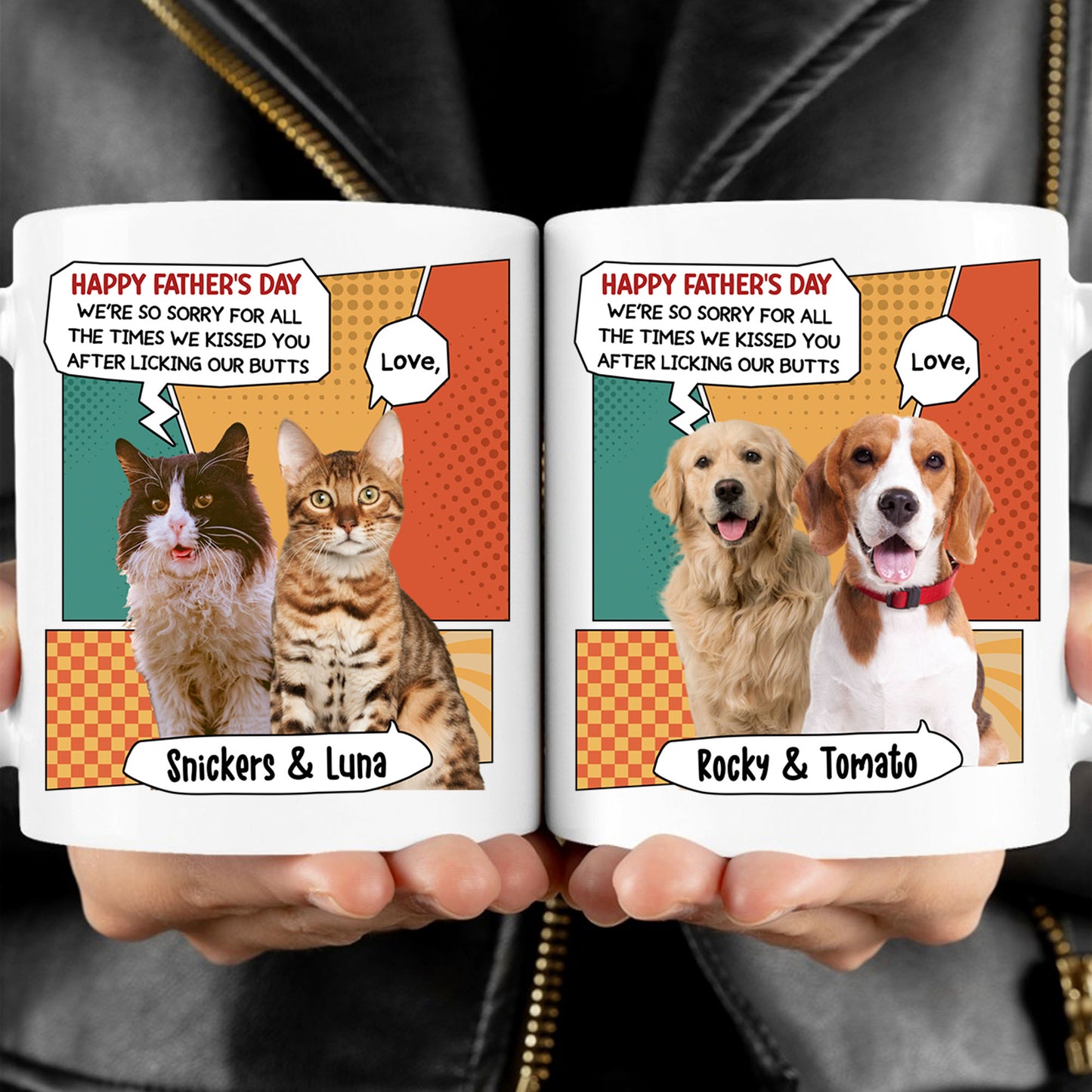 We're Kissed You After Licking Our Butts Personalized Custom Photo Dog Cat Mug T769