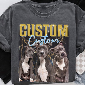 Live Preview Custom Your Pets Comfort Colors Shirt, Retro Vintage Portrait Bootleg shirt, Personalized with Your Own Dog or Cat Photo, Gift for Dad Mom C775