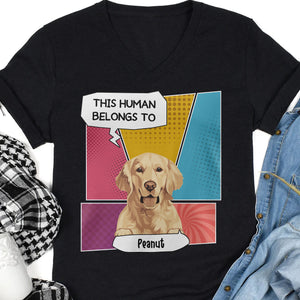 This Human Belongs To Personalized Custom Photo Dog Cat Dark Shirt Gift For Dad Mom T777