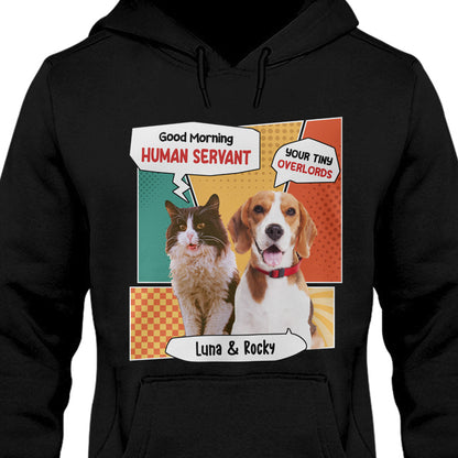 Human Servant Personalized Custom Photo Dog Cat Dark Shirt Gift For Dad Mom T778