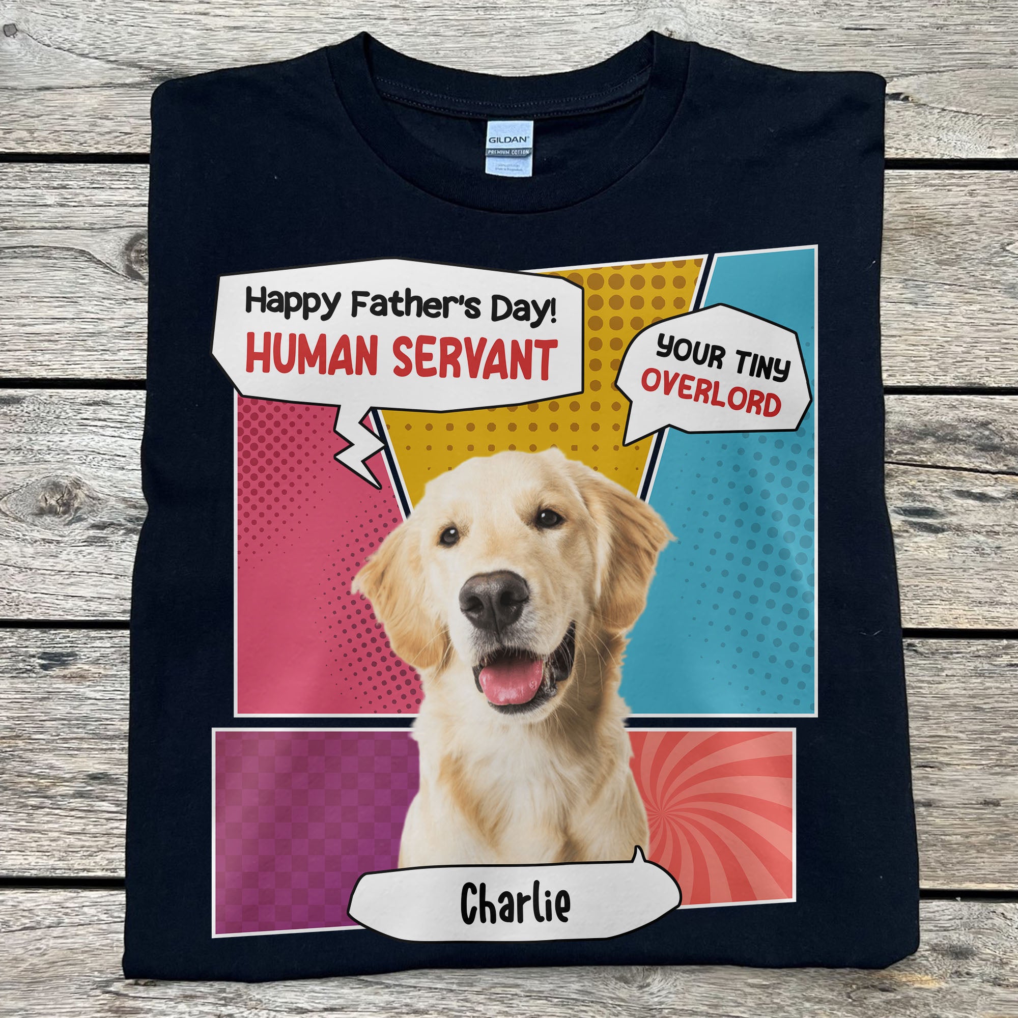 Human Servant Personalized Custom Photo Dog Cat Dark Shirt Gift For Dad Mom T778