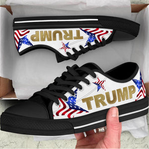 Trump 2024 Star American Flag Shoes | Donald Trump Fan Low Top Canvas Shoes C819 - GOP