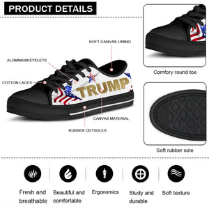 Trump 2024 Star American Flag Shoes | Donald Trump Fan Low Top Canvas Shoes C819 - GOP