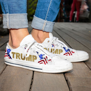 Trump 2024 Star American Flag Shoes | Donald Trump Fan Low Top Canvas Shoes C819 - GOP