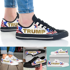 Trump 2024 Star American Flag Shoes | Donald Trump Fan Low Top Canvas Shoes C819 - GOP