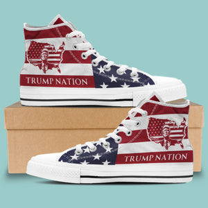 Trump Nation Unisex Shoes | Donald Trump Fan High Top Canvas Shoes C917 - GOP