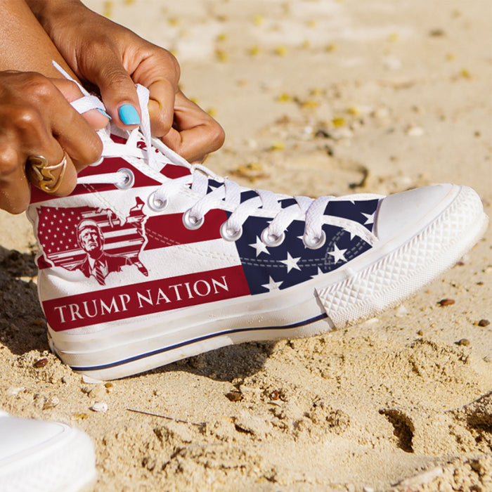 Trump Nation Unisex Shoes | Donald Trump Fan High Top Canvas Shoes C917 - GOP