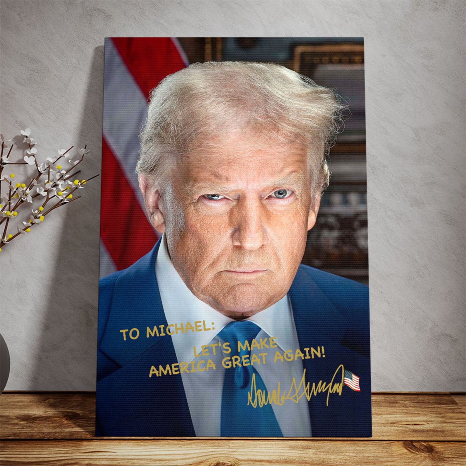 President Donald Trump Official Portrait 2025 | President Donald Trump Autographed Canvas | Donald Trump Fan Canvas C922 - GOP