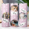 Cat With Paws Pattern - Personalized Custom Cat Photo Skinny Tumbler - Gift for Dad, Gift for Mom T933