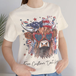 Western America Highland Cow Shirt | 4th Of July Shirt | American Flag Shirt C989