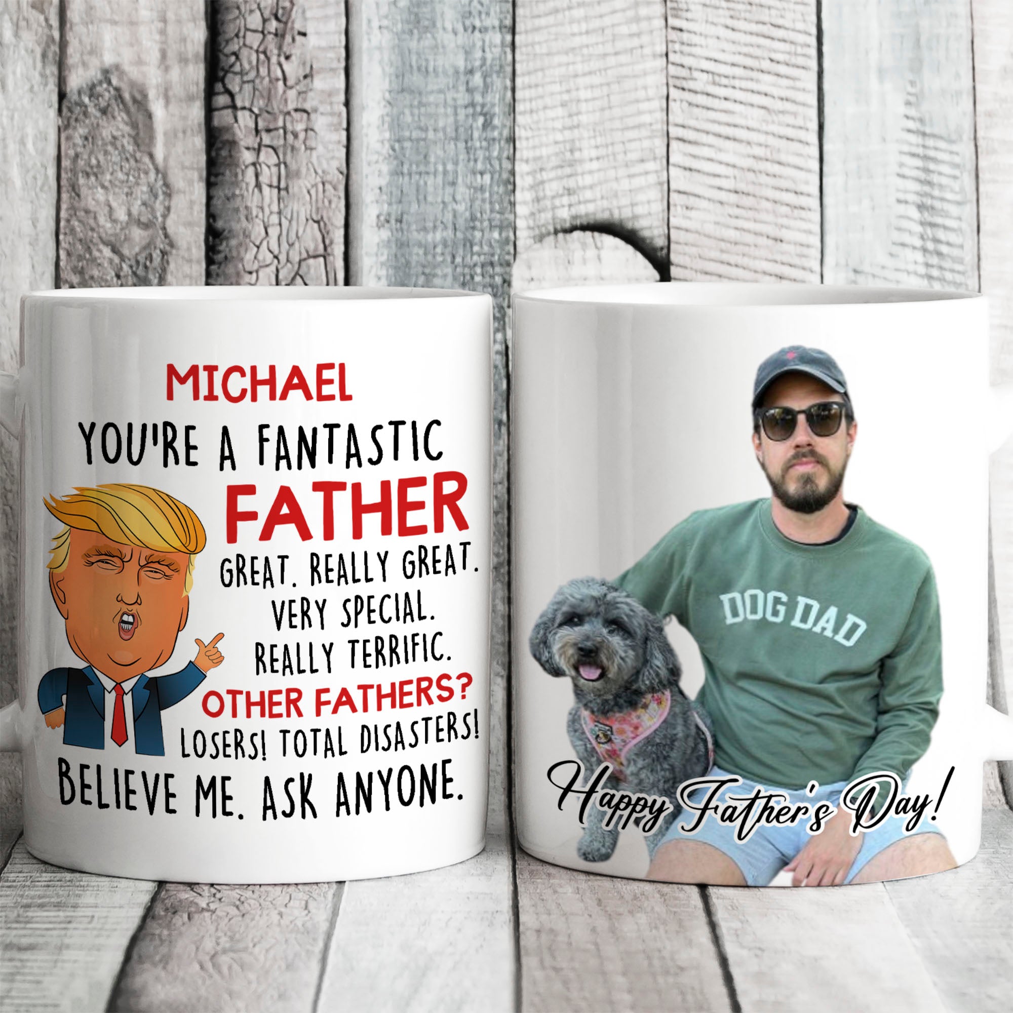 Funny Father's Day Greeting Mug | Gift from Wife Son Daughter | Live Preview Upload Photo Mug C999 - GOP