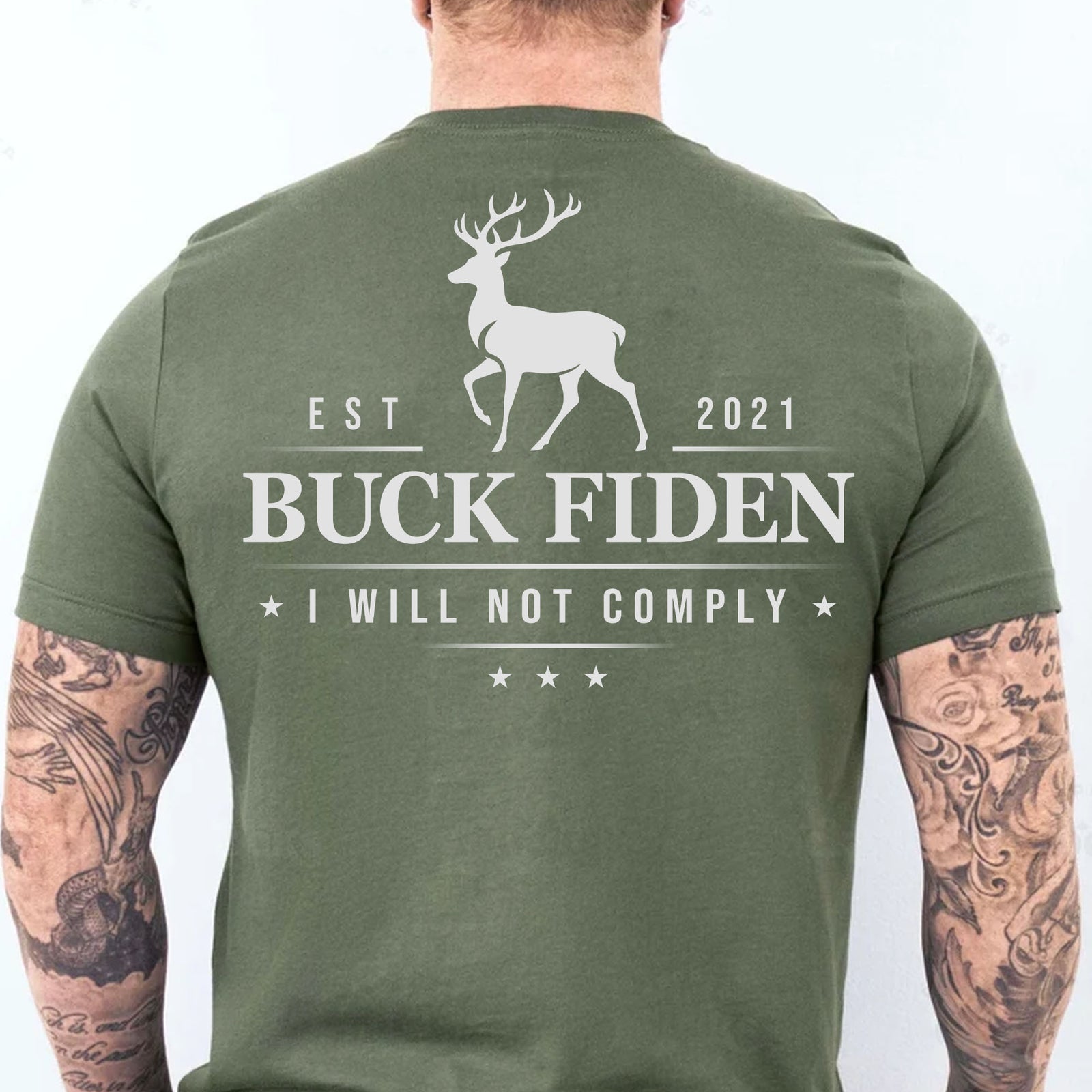 Buck Fiden I Will Not Comply Shirt | Anti Biden Tees | Gift for Dad, Birthday Gift | Backside Shirt C1015 - GOP