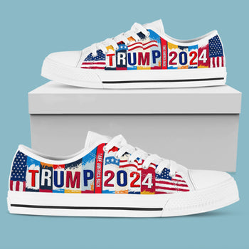 Trump 2024 Take America Back | Donald Trump Fan Low Top Canvas Shoes C1016 - GOP