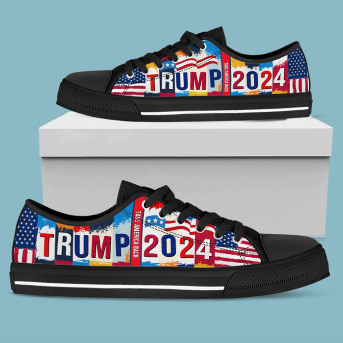 Trump 2024 Take America Back | Donald Trump Fan Low Top Canvas Shoes C1016 - GOP