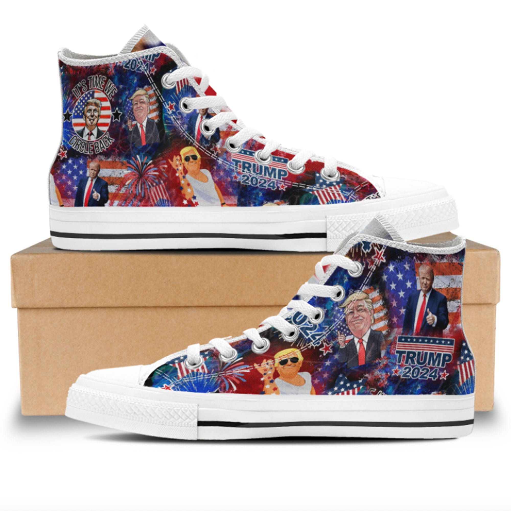 Patriotic Trump 2024 Shoes | Donald Trump Fan High Top Canvas Shoes C1018 - GOP