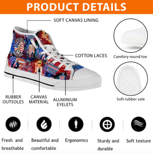 Patriotic Trump 2024 Shoes | Donald Trump Fan High Top Canvas Shoes C1018 - GOP