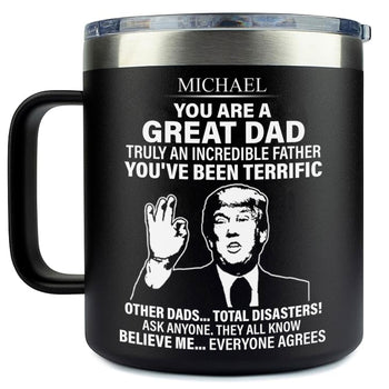 Funny Father's Day Greeting Insulated Tumbler | Gift from Wife Son Daughter | Stainless Steel Tumbler With Handle C1026 - GOP