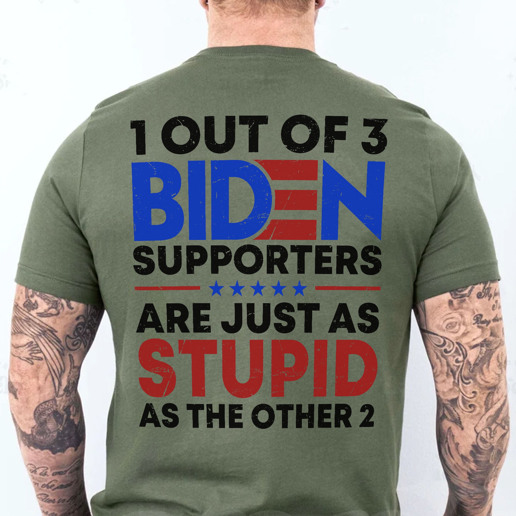 1 Out Of 3 Biden Supporters Shirt | Anti Biden Shirt | Donald Trump Fan Backside Shirt Dark C1029 - GOP