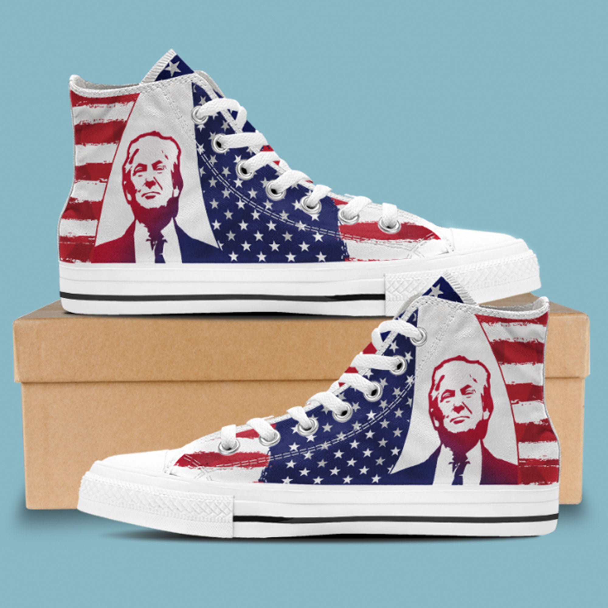 Trump 2024 American Flag Shoes | Donald Trump Fan High Top Canvas Shoes C1030 - GOP