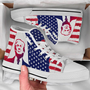 Trump 2024 American Flag Shoes | Donald Trump Fan High Top Canvas Shoes C1030 - GOP