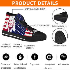 Trump 2024 American Flag Shoes | Donald Trump Fan High Top Canvas Shoes C1030 - GOP