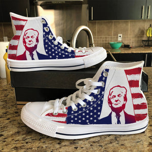 Trump 2024 American Flag Shoes | Donald Trump Fan High Top Canvas Shoes C1030 - GOP