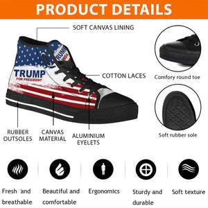 TRUMP For President | Donald Trump Fan High Top Canvas Shoes C1033 - GOP