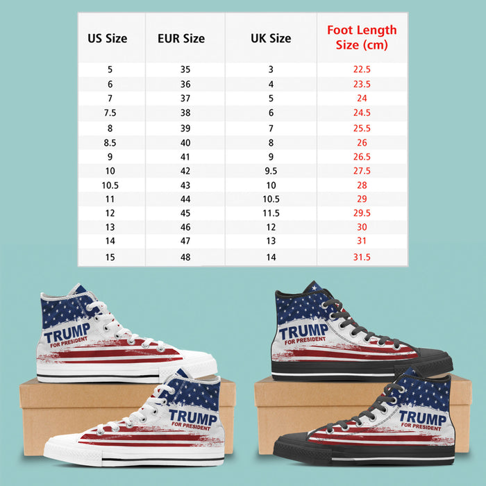 TRUMP For President | Donald Trump Fan High Top Canvas Shoes C1033 - GOP