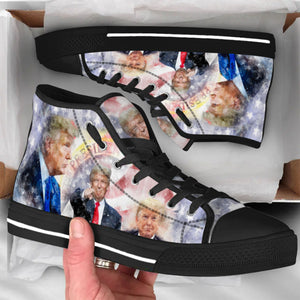 TRUMP Watercolor Unisex Shoes | Donald Trump Fan High Top Canvas Shoes C1035 - GOP