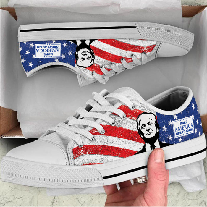 Trump 2024 MAGA Unisex Shoes | Donald Trump Fan Low Top Canvas Shoes C1036 - GOP
