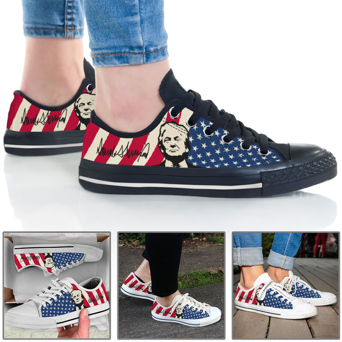 Trump Signature Unisex Shoes | Donald Trump Fan Low Top Canvas Shoes C1039 - GOP