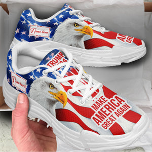 Trump 2024 MAGA Eagle American Flag Unisex Shoes | Custom Name Shoes | Donald Trump Fan Chunky Shoes C1041 - GOP