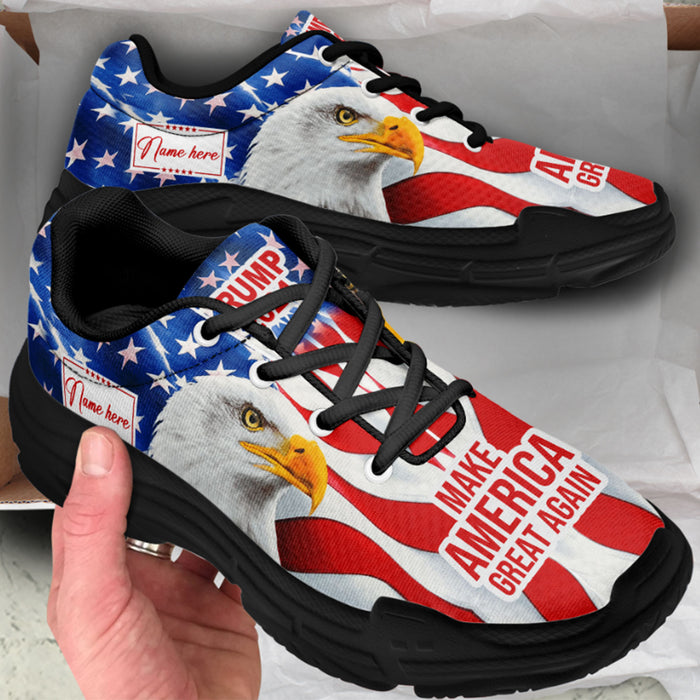 Trump 2024 MAGA Eagle American Flag Unisex Shoes | Custom Name Shoes | Donald Trump Fan Chunky Shoes C1041 - GOP