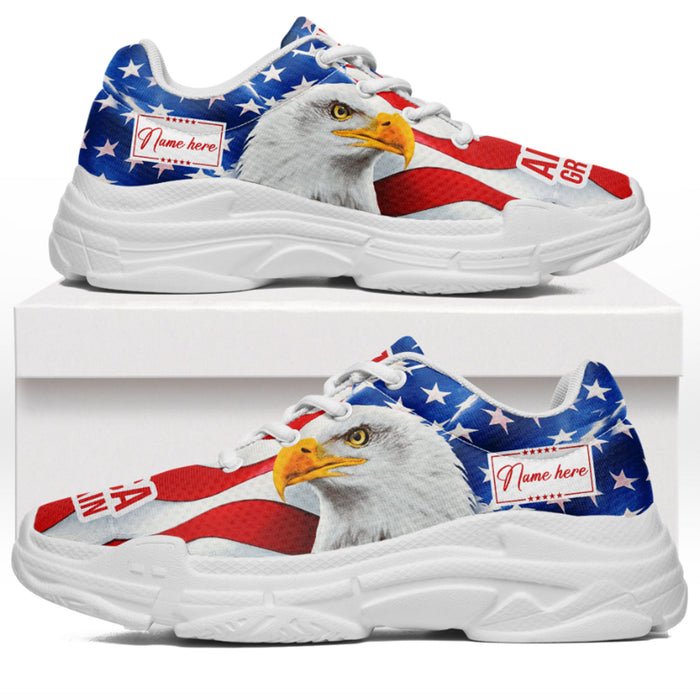 Trump 2024 MAGA Eagle American Flag Unisex Shoes | Custom Name Shoes | Donald Trump Fan Chunky Shoes C1041 - GOP