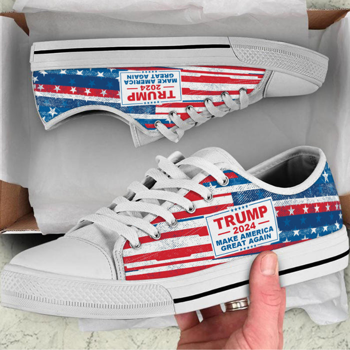 Trump 2024 MAGA Unisex Shoes | Donald Trump Fan Low Top Canvas Shoes C1042 - GOP
