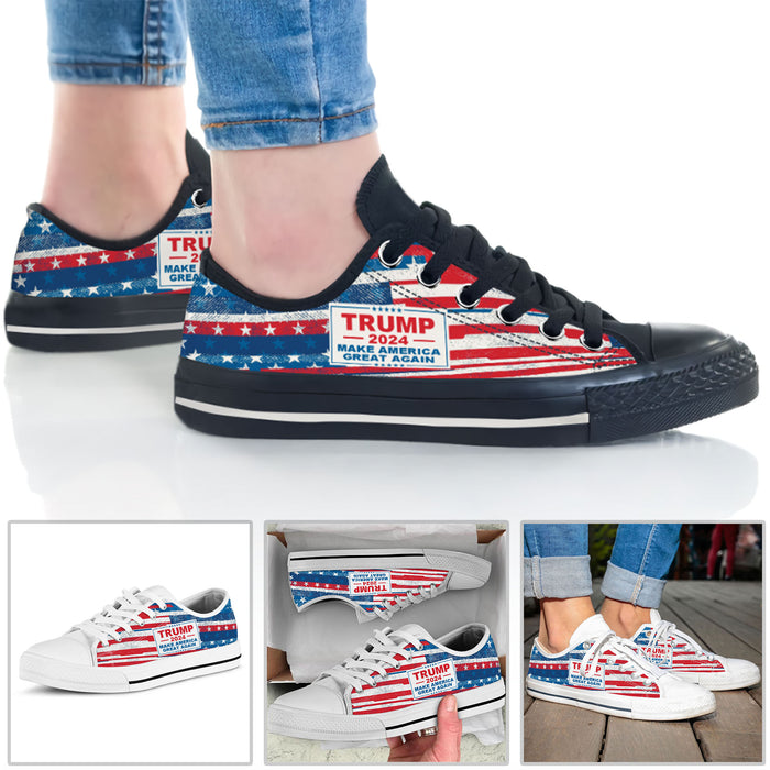 Trump 2024 MAGA Unisex Shoes | Donald Trump Fan Low Top Canvas Shoes C1042 - GOP