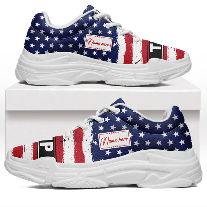 Trump 2024 American Flag Unisex Shoes | Custom Name Shoes | Donald Trump Fan Chunky Shoes C1045 - GOP