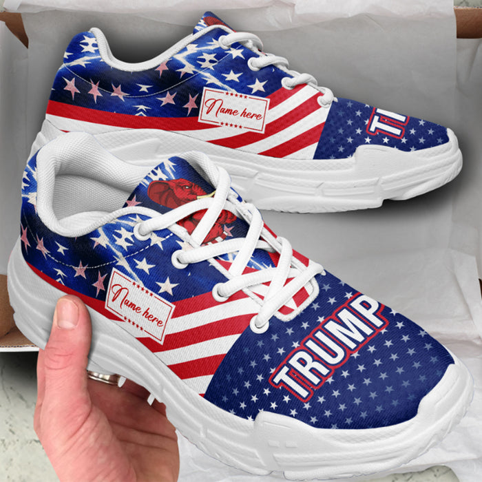 Trump 2024 American Flag Unisex Shoes | Custom Name Shoes | Donald Trump Fan Chunky Shoes C1046 - GOP