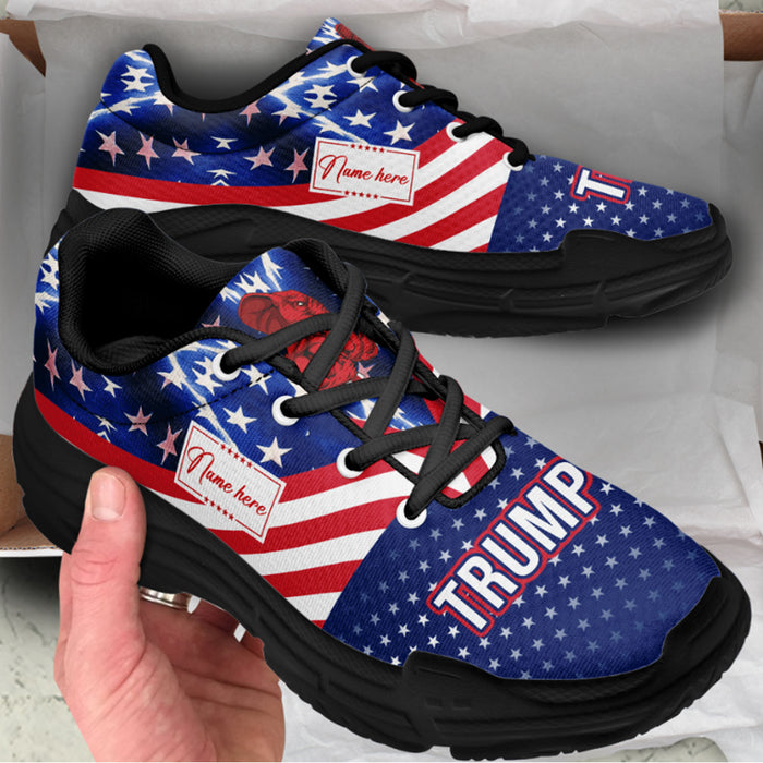 Trump 2024 American Flag Unisex Shoes | Custom Name Shoes | Donald Trump Fan Chunky Shoes C1046 - GOP